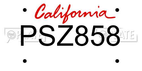 PSZ858 California License Plate