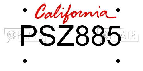 PSZ885 California License Plate