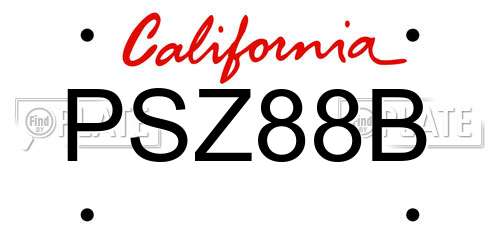 PSZ88B California License Plate