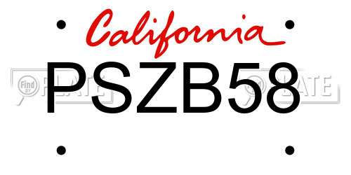 PSZB58 California License Plate