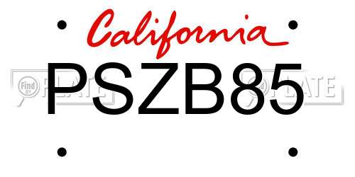 PSZB85 California License Plate