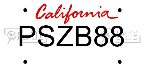 PSZB88 California License Plate