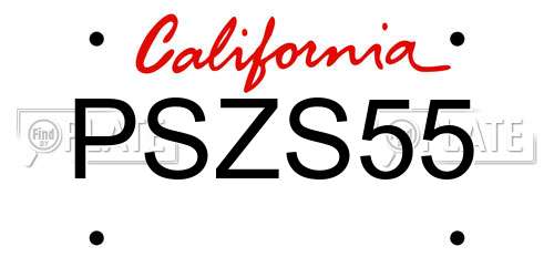 PSZS55 California License Plate