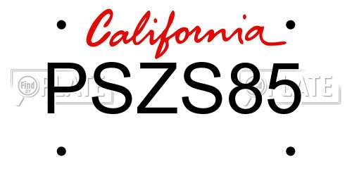 PSZS85 California License Plate