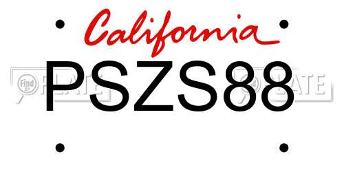 PSZS88 California License Plate