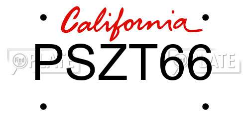 PSZT66 California License Plate
