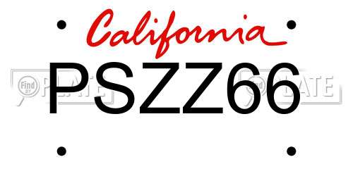 PSZZ66 California License Plate