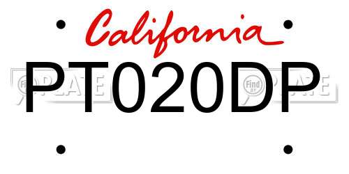 PT020DP California License Plate