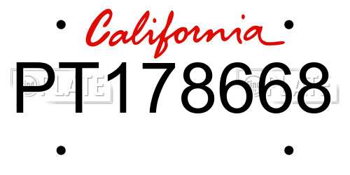 PT178668 California License Plate