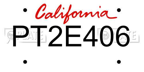 PT2E406 California License Plate