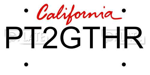 PT2GTHR California License Plate