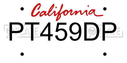 PT459DP California License Plate