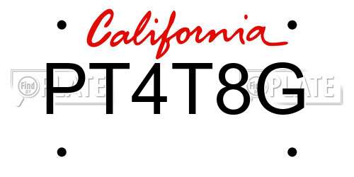 PT4T8G California License Plate