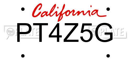 PT4Z5G California License Plate