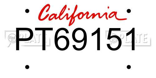 PT69151 California License Plate