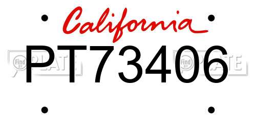 PT73406 California License Plate