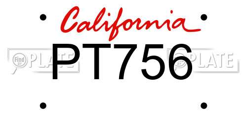 PT756 California License Plate