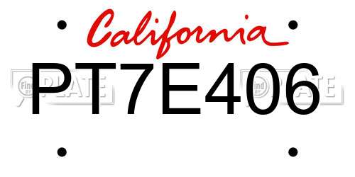 PT7E406 California License Plate