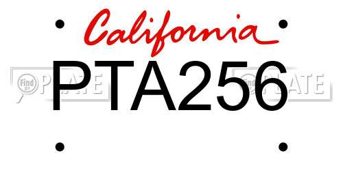 PTA256 California License Plate