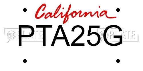 PTA25G California License Plate