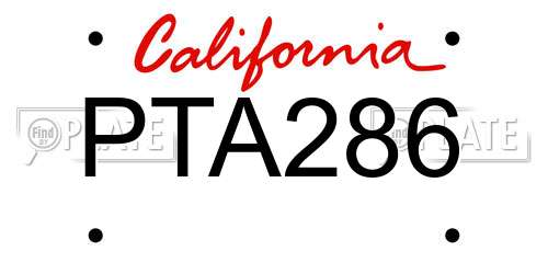 PTA286 California License Plate