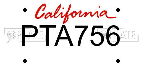 PTA756 California License Plate