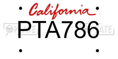 PTA786 California License Plate