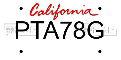 PTA78G California License Plate