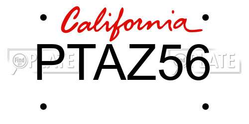 PTAZ56 California License Plate
