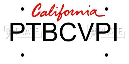 PTBCVPI California License Plate
