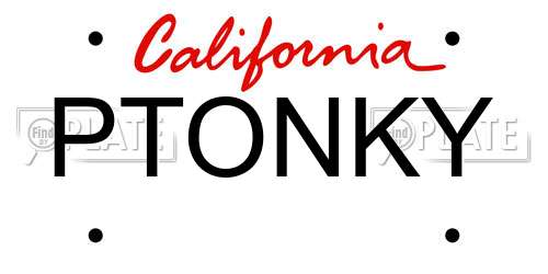 PTONKY California License Plate