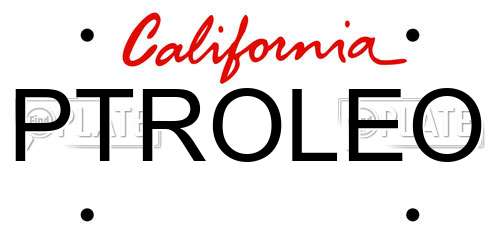 PTROLEO California License Plate