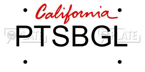 PTSBGL California License Plate