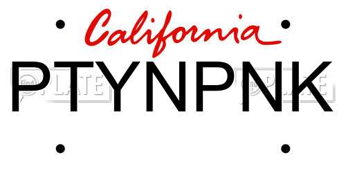 PTYNPNK California License Plate