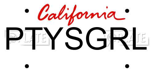 PTYSGRL California License Plate