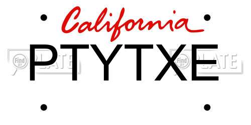 PTYTXE California License Plate