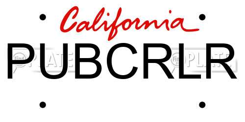 PUBCRLR California License Plate