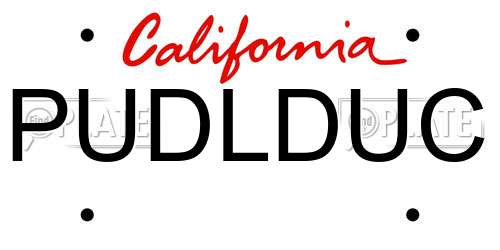 PUDLDUC California License Plate
