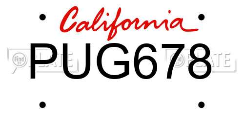 PUG678 California License Plate