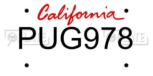 PUG978 California License Plate