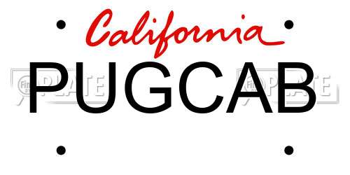 PUGCAB California License Plate