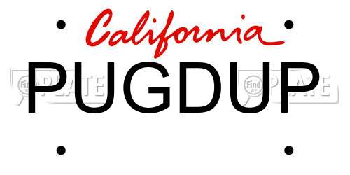 PUGDUP California License Plate