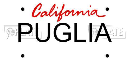 PUGLIA California License Plate