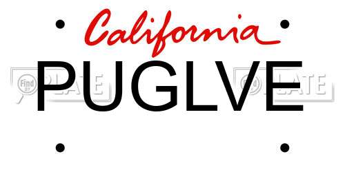 PUGLVE California License Plate
