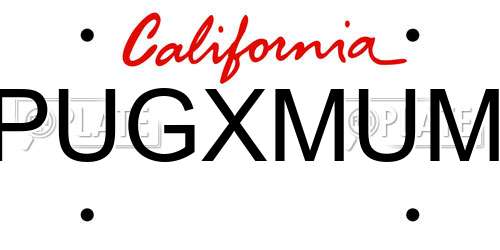 PUGXMUM California License Plate