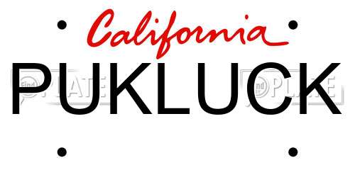 PUKLUCK California License Plate