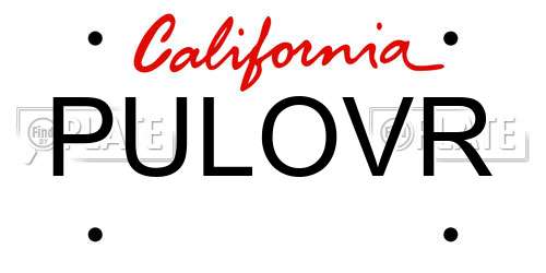 PULOVR California License Plate