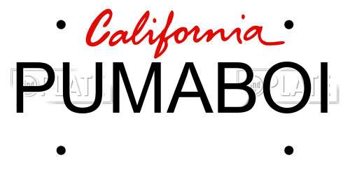 PUMABOI California License Plate