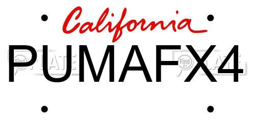 PUMAFX4 California License Plate