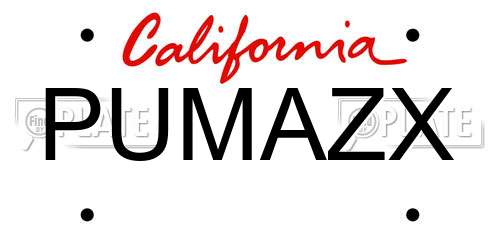 PUMAZX California License Plate